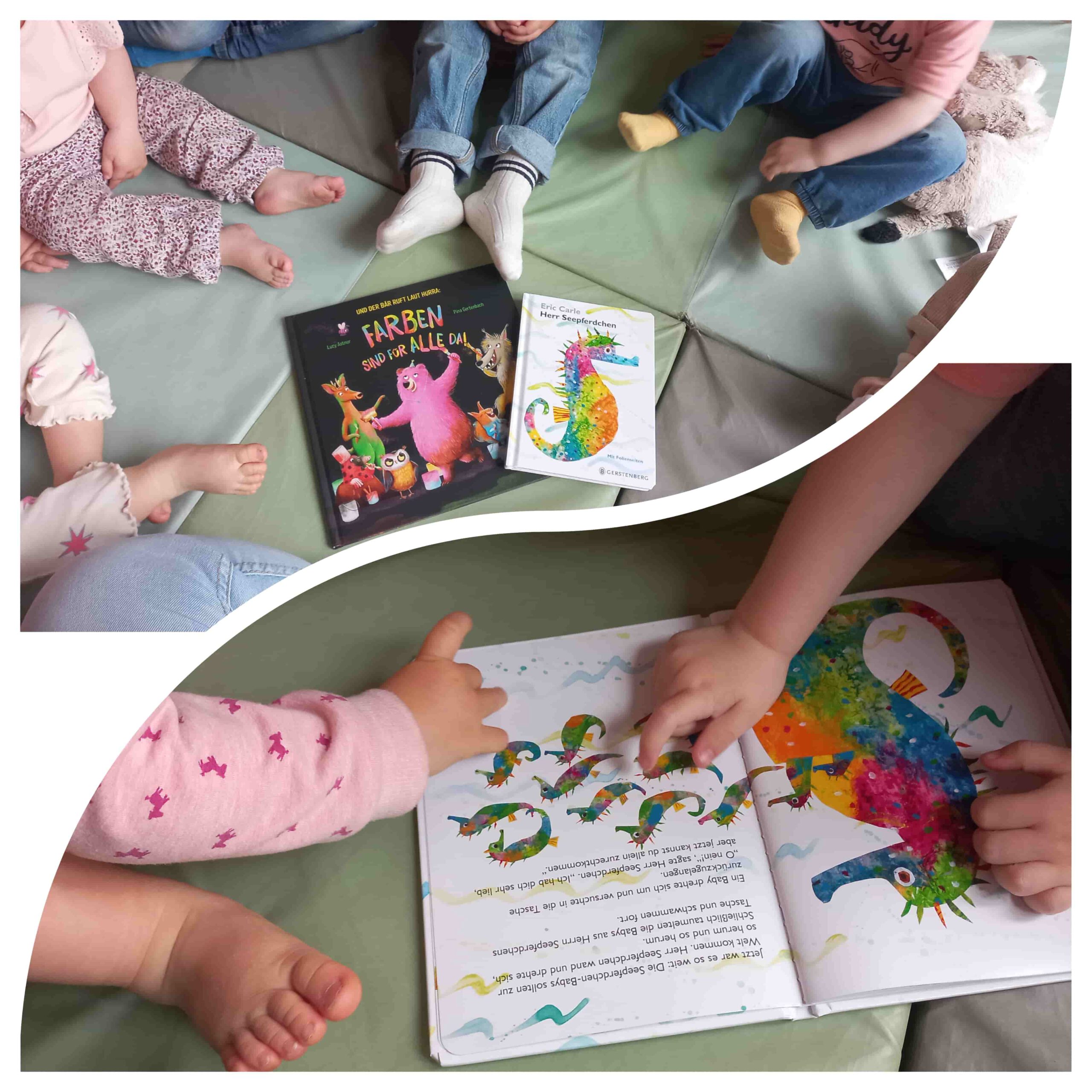 Kinder schauen neue Bilderbücher an